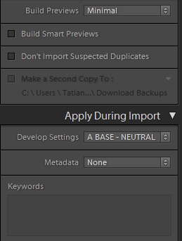 Lightroom-import-dialog